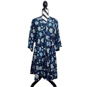 Tome Navy Blue Sz 4 Office Floral Monet Dress